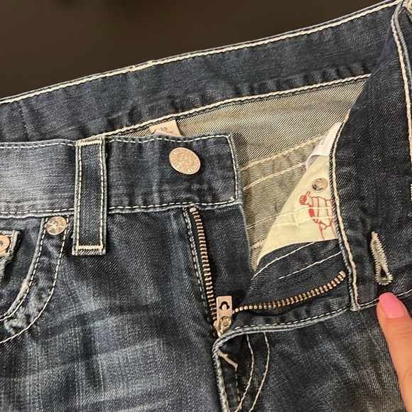 True Religion Y2K low rise World Tour jeans Straight with flaps, sz 29 - Picture 9 of 16